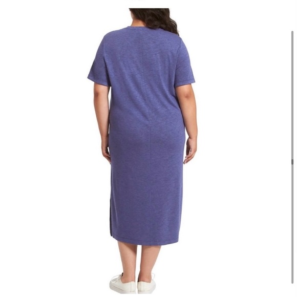 Jessica Simpson Finlee Heather Blue Violet Midi Casual Shirt Dress Size Medium - Picture 2 of 7